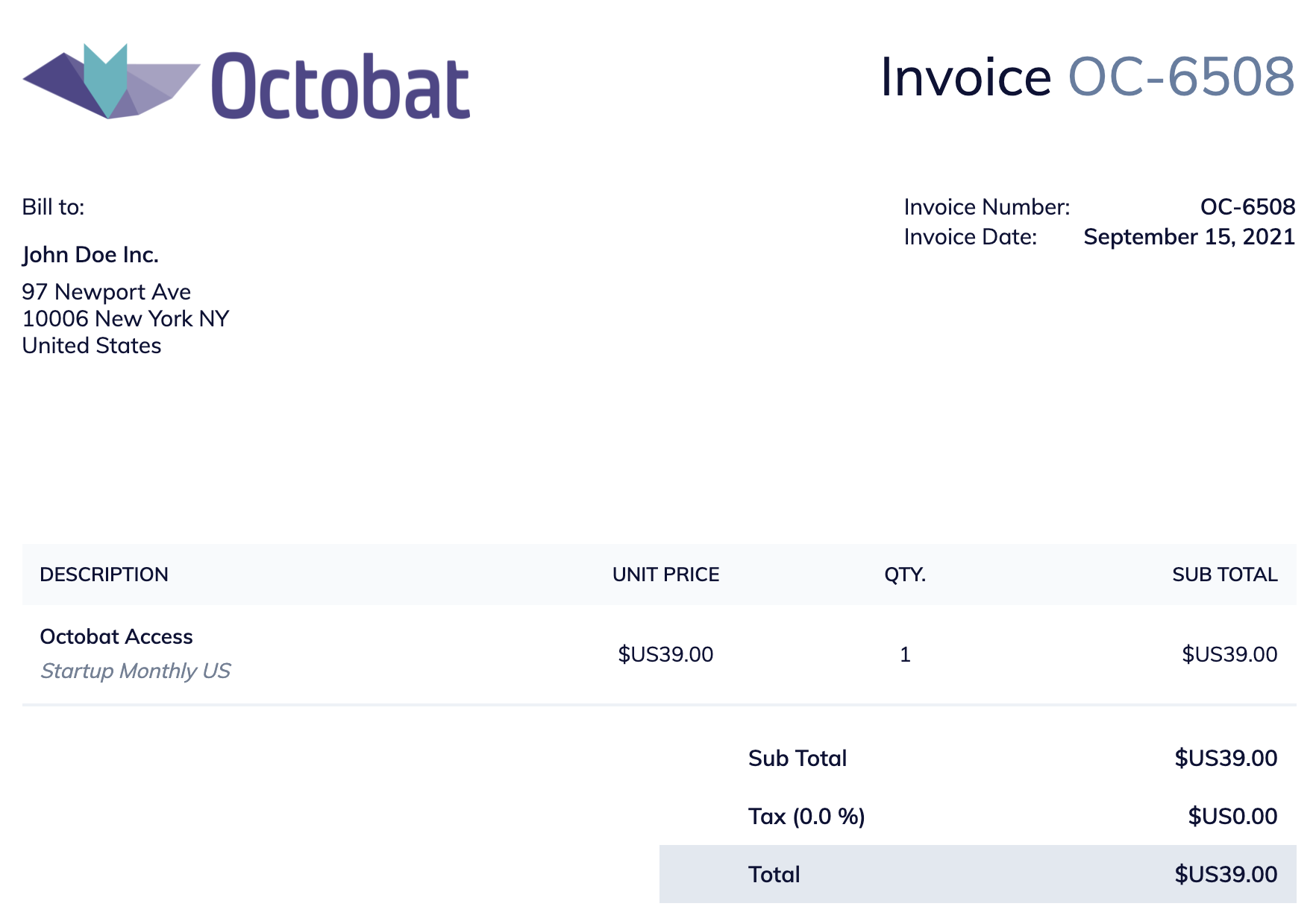 Invoice template model