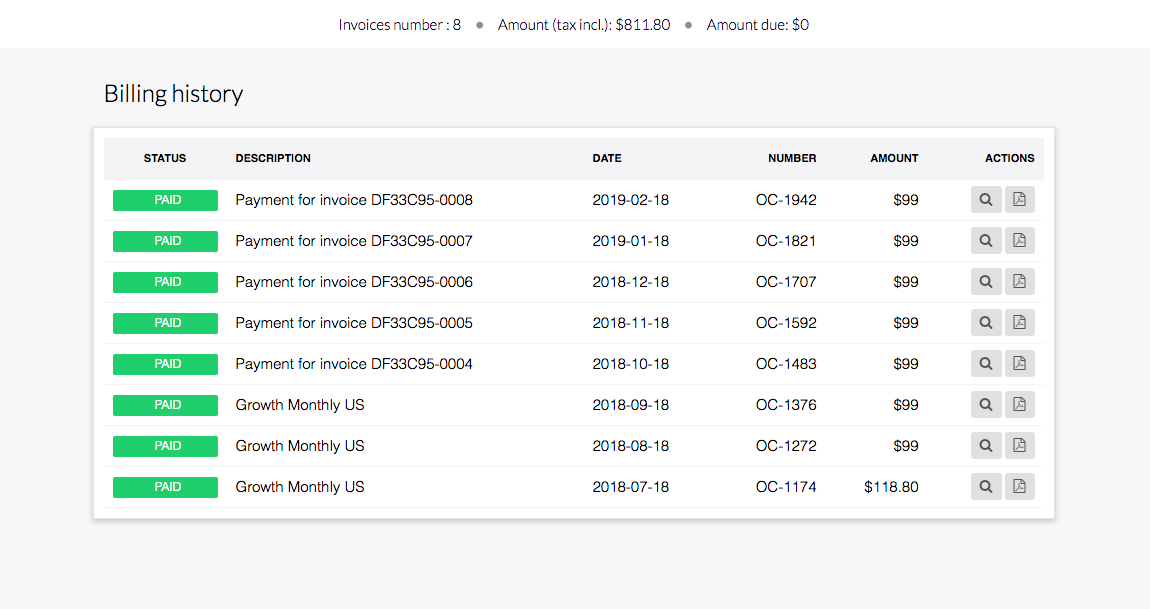 Dedicated customers billing portals